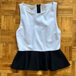 Alice + Olivia black and white peplum top